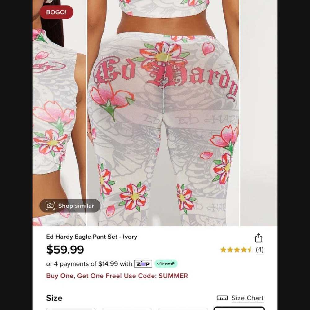 Ed Hardy Ivory Floral Leggings